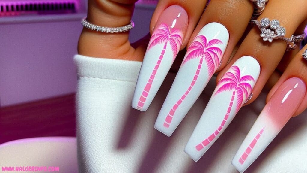 pink and white nail designs