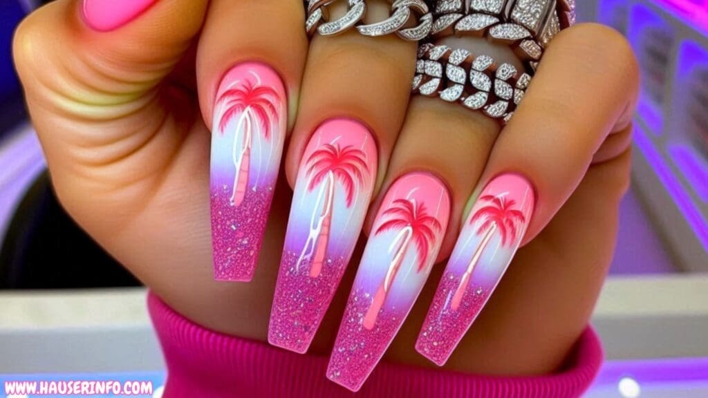 pink and white nail designs