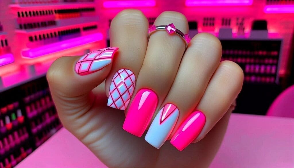 hot pink nail designs