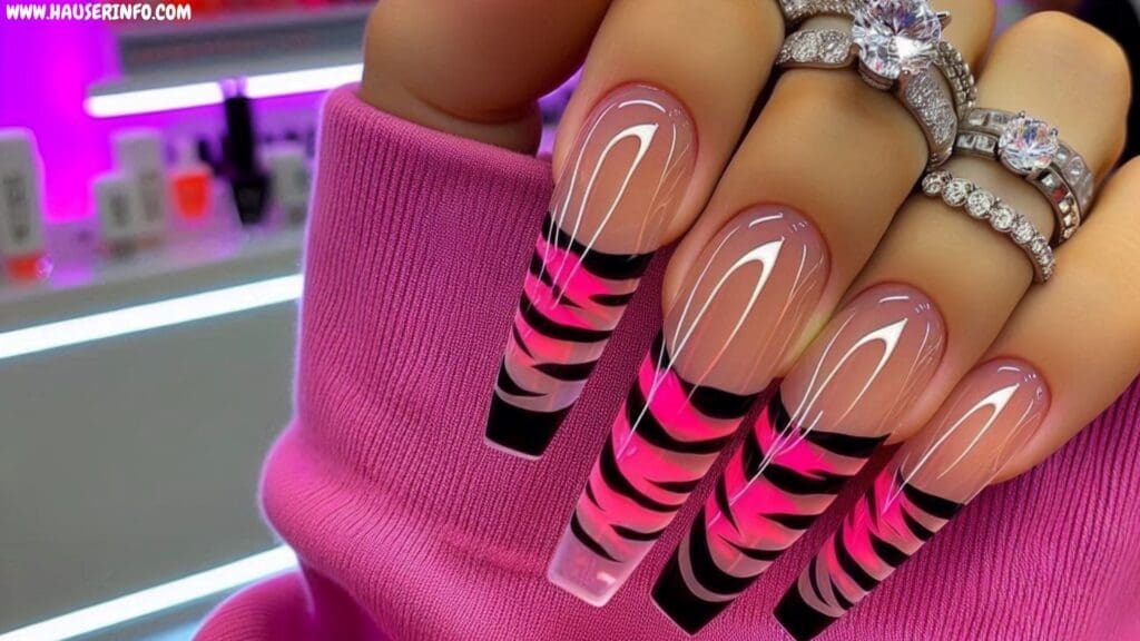 hot pink nail designs