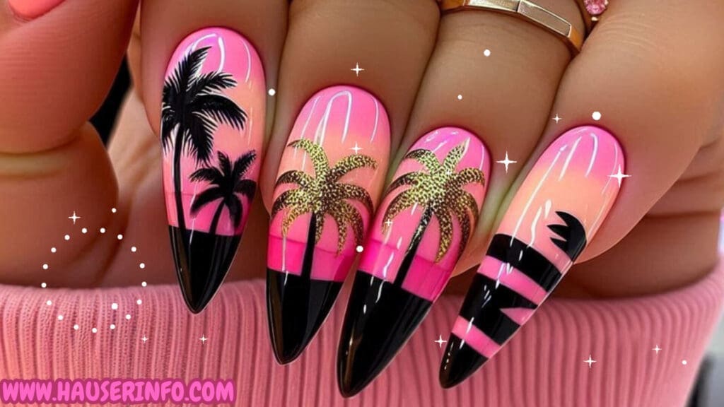 hot pink nail designs