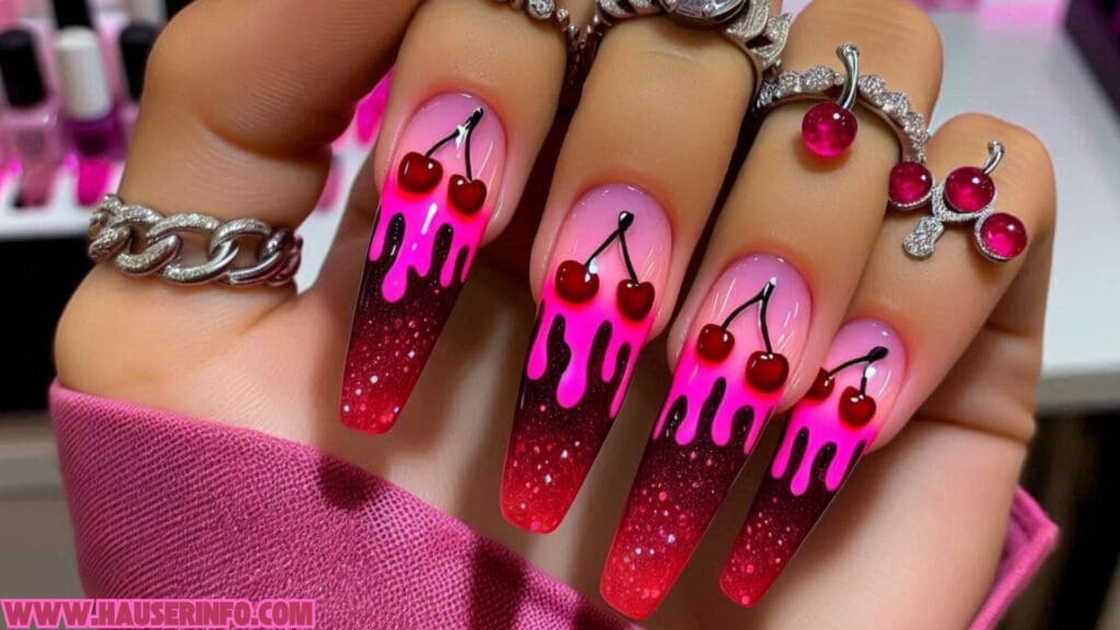 hot pink nail designs