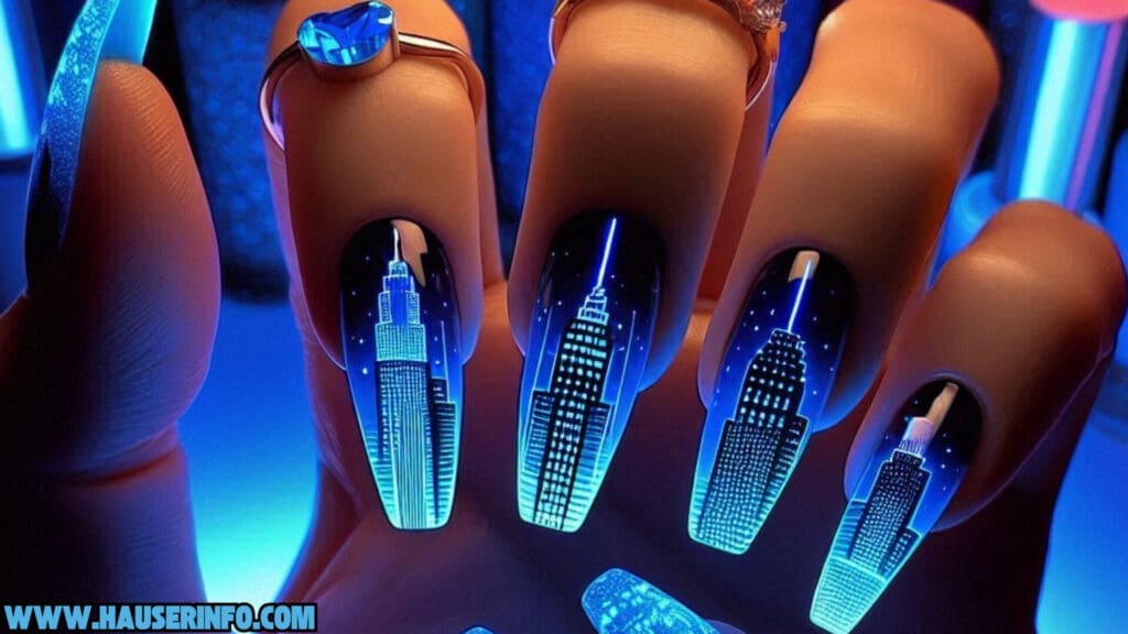 Skyscraper neon nails