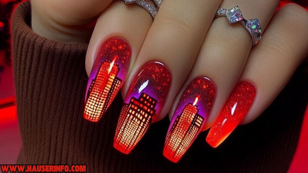 Skyscraper neon nails