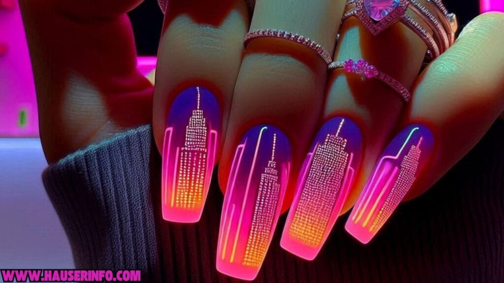 Skyscraper neon nails