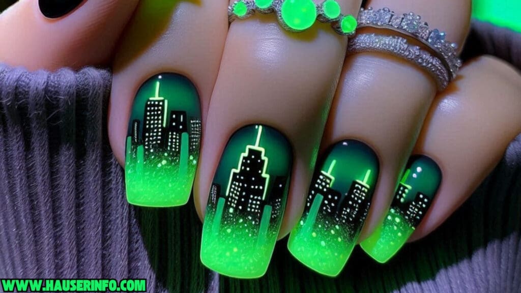 Skyscraper neon nails