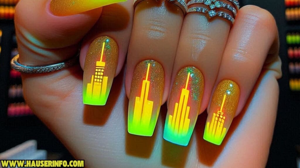 Skyscraper neon nails