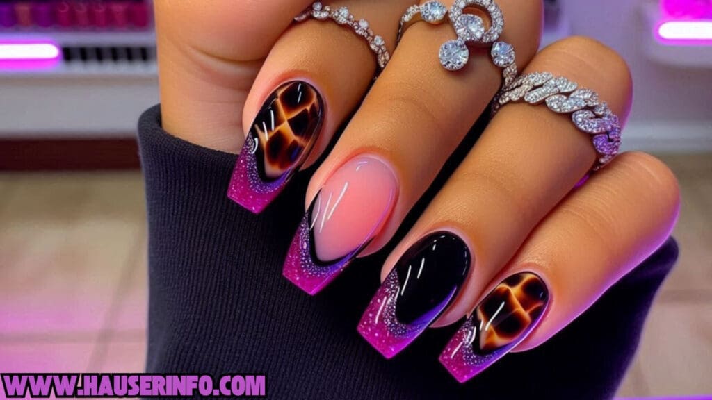 Tortoise Shell ladies nails