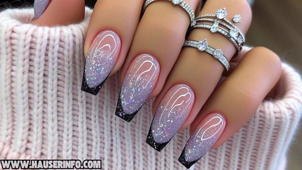 hausers november glitter ladies nails