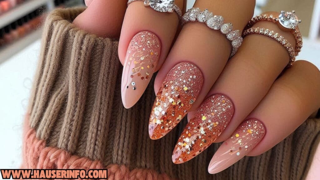 hausers november glitter ladies nails