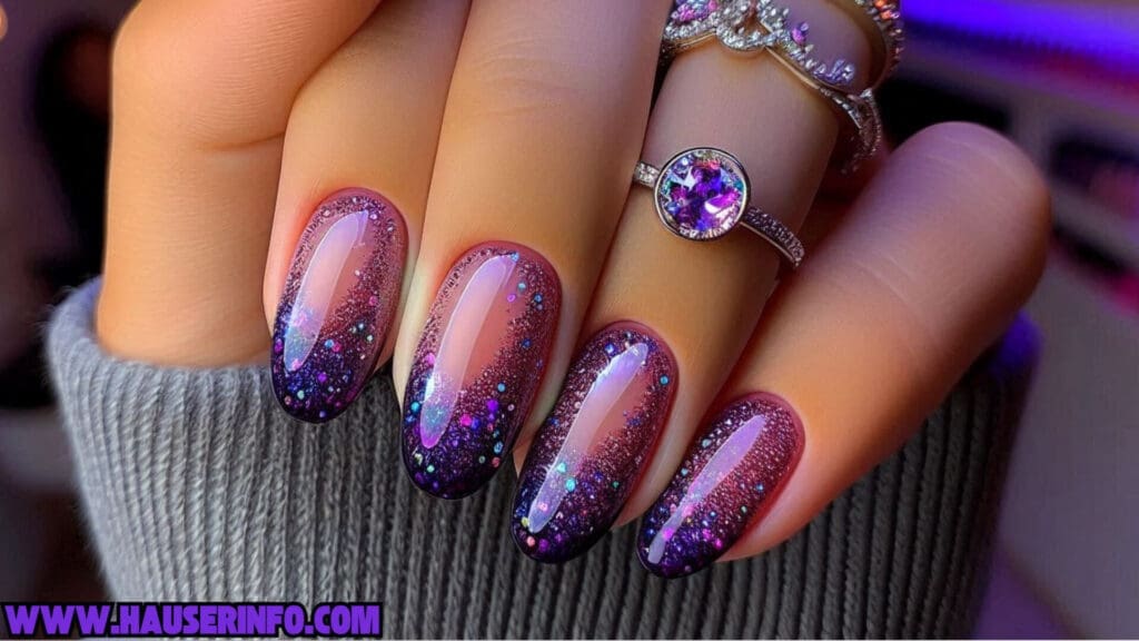 hausers november glitter ladies nails