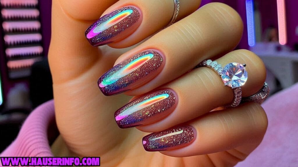 hausers november glitter ladies nails