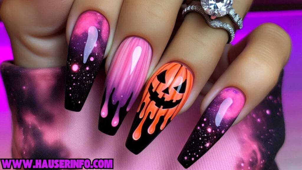 pumpkin lava Spice drip nails