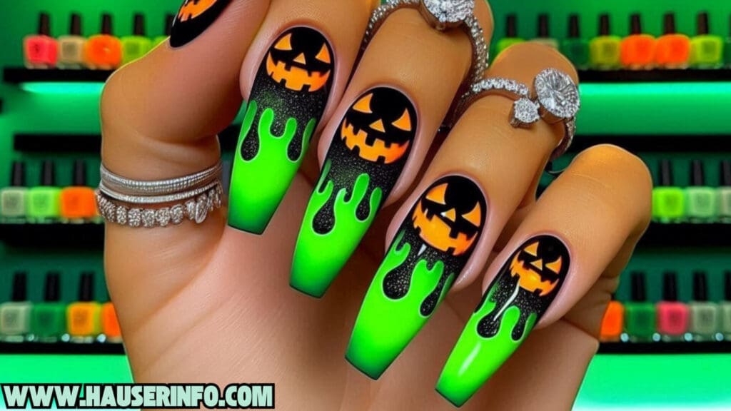 pumpkin lava Spice drip nails