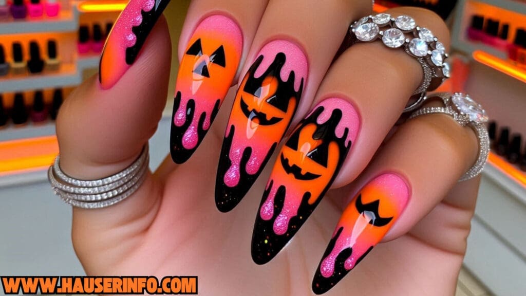 pumpkin lava Spice drip nails