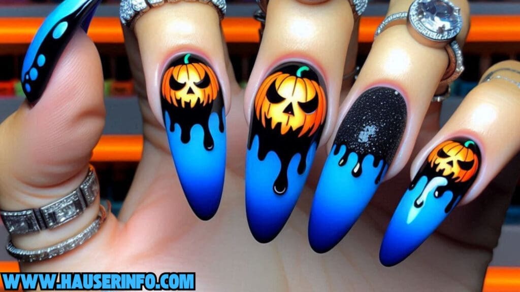 pumpkin lava Spice drip nails