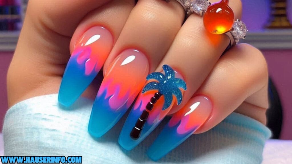 tropical flaming drip nails Hauser infos version 