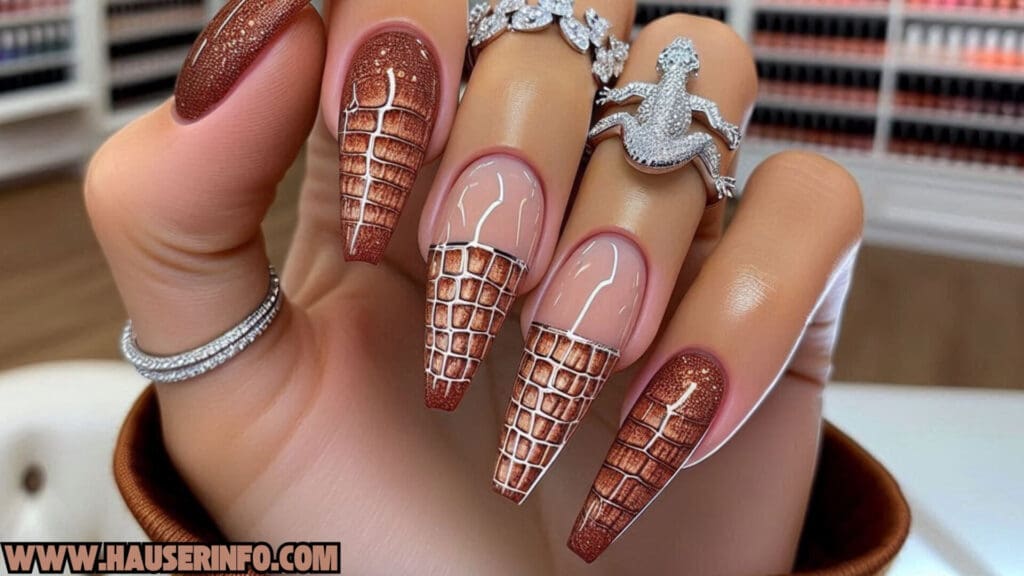 fall french croc tips ladies nails